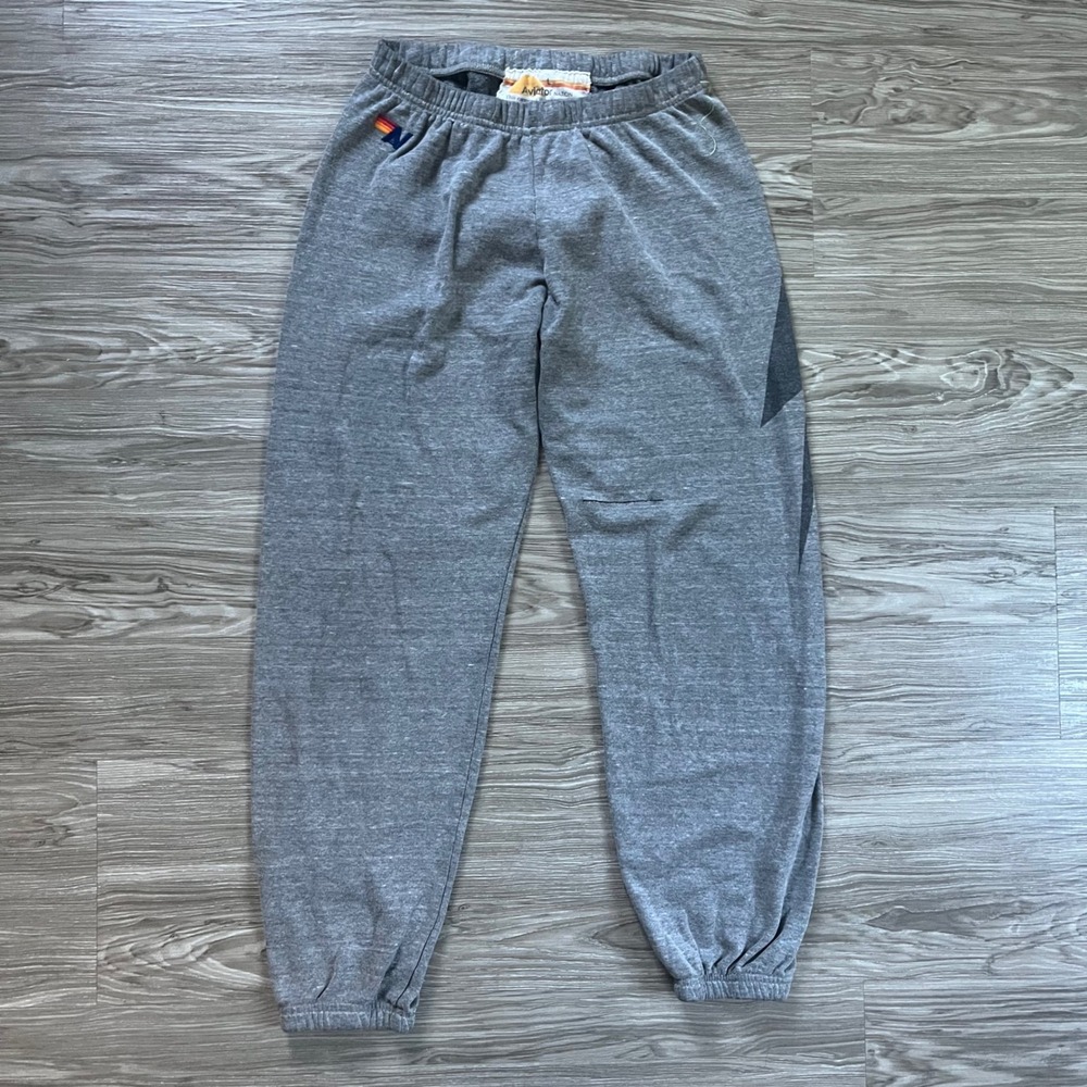 Aviator Nation Heather Gray Lightning Bolt Sweatpants Joggers Size L